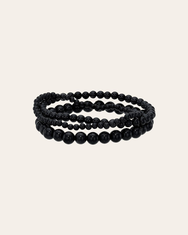 Zoe Lev Black Onyx Bead Bracelet Stack