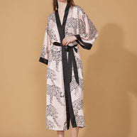 Ulivary Pink Leopard Kimono Robe