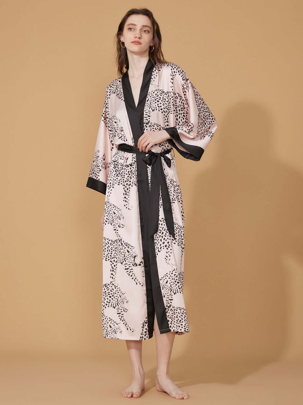 Ulivary Pink Leopard Kimono Robe