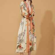 Ulivary Orange Leopard Kimono Robe