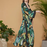 Ulivary Black Leopard Kimono Robe