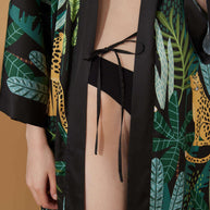 Ulivary Black Leopard Kimono Robe