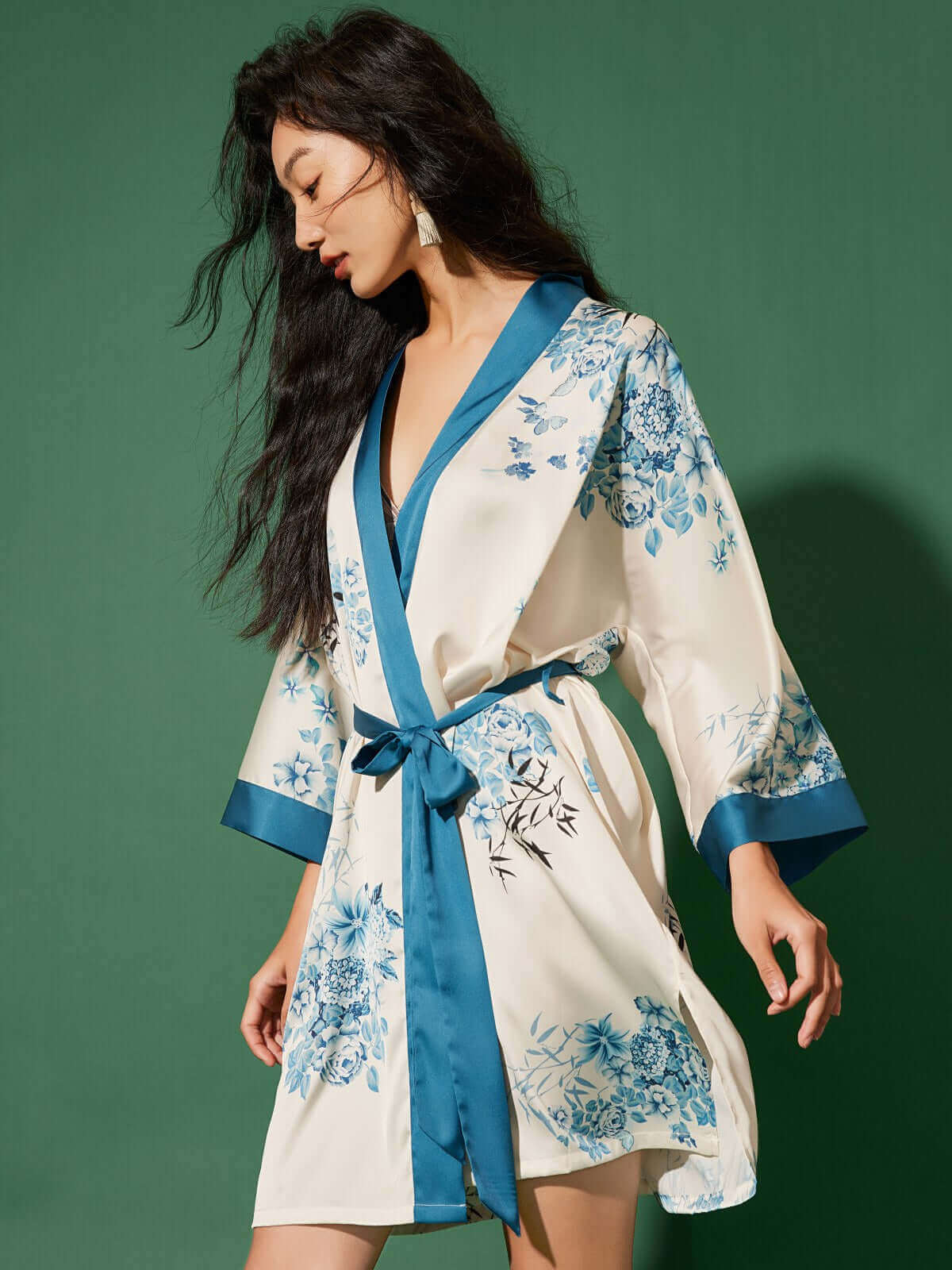 Ulivary Short Kimono Robe Bamboo