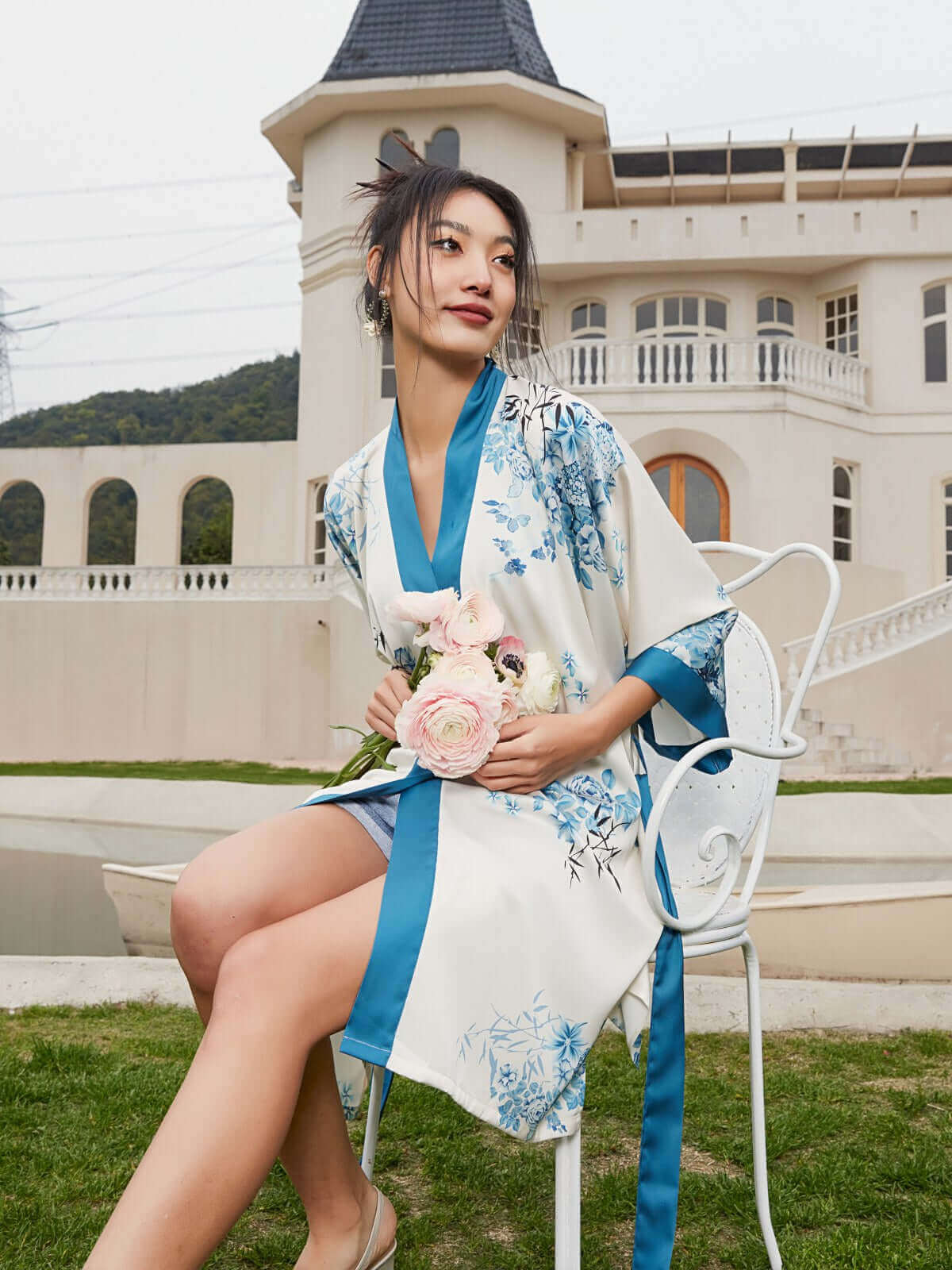 Ulivary Short Kimono Robe Bamboo