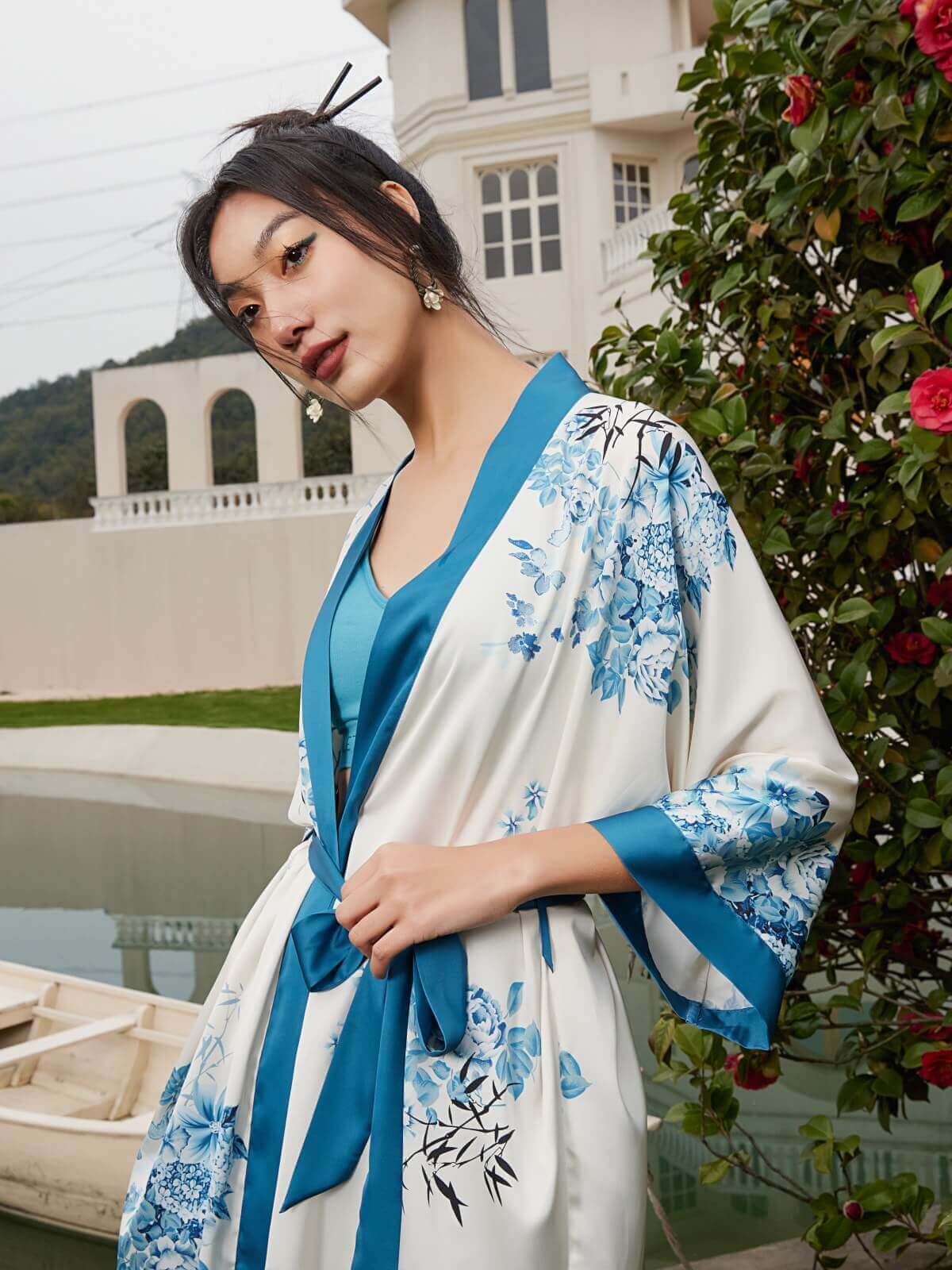 Ulivary Short Kimono Robe Bamboo