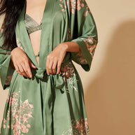 Ulivary Short Kimono Robe Olive
