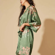 Ulivary Short Kimono Robe Olive