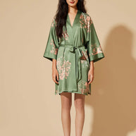 Ulivary Short Kimono Robe Olive