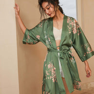 Ulivary Short Kimono Robe Olive