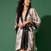 Short Kimono Robe Ink Painting