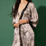 Short Kimono Robe Ink Painting