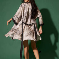 Short Kimono Robe Ink Painting