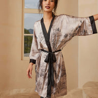 Short Kimono Robe Ink Painting