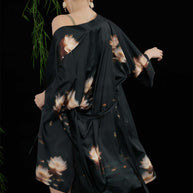 Ulivary Short Kimono Robe Golden Lotus