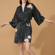 Ulivary Short Kimono Robe Golden Lotus