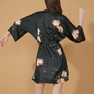 Ulivary Short Kimono Robe Golden Lotus