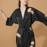 Ulivary Short Kimono Robe Golden Lotus