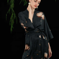 Ulivary Short Kimono Robe Golden Lotus