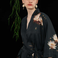 Ulivary Short Kimono Robe Golden Lotus