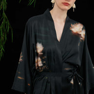 Ulivary Short Kimono Robe Golden Lotus