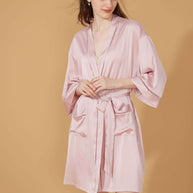 Ulivary Elegant Hollow Out Detail Short Robe With Pockets