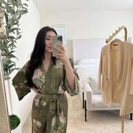 Ulivary Floral Olive Kimono Robe