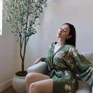 Ulivary Floral Olive Kimono Robe