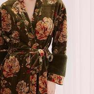 Ulivary Velvet Floral Kimono Robe