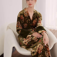 Ulivary Velvet Floral Kimono Robe