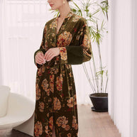 Ulivary Velvet Floral Kimono Robe