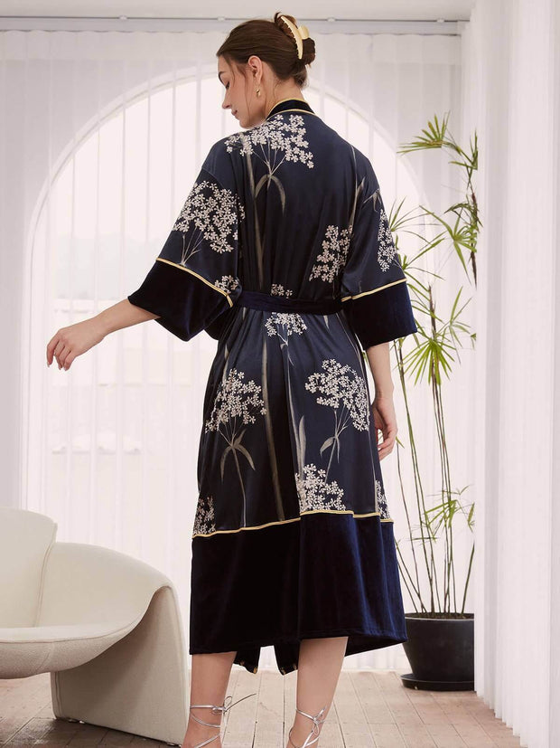 Ulivary Velvet Vintage Kimono Robe