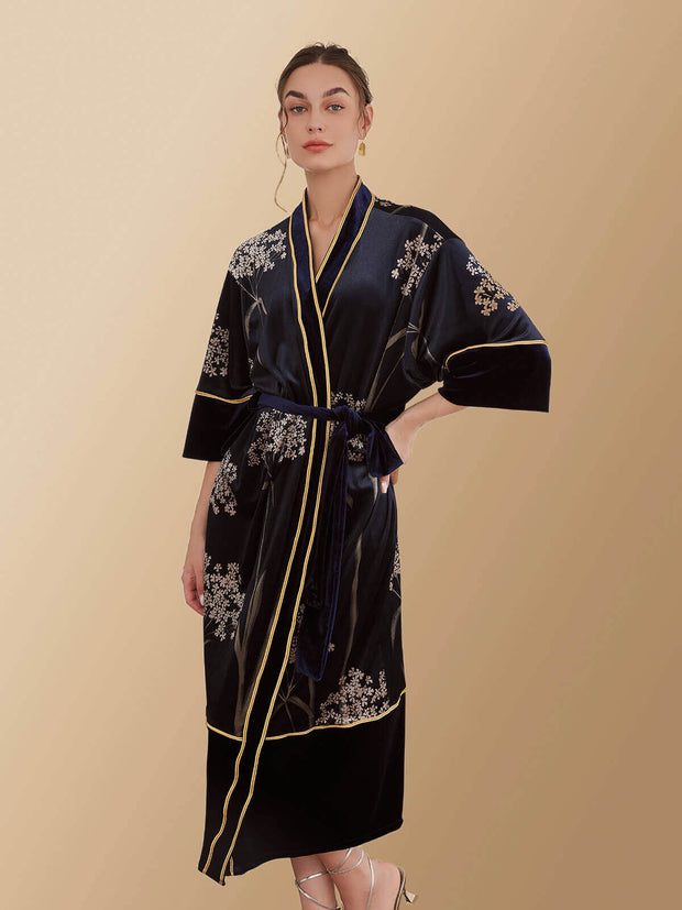 Ulivary Velvet Vintage Kimono Robe