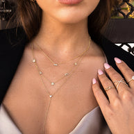Zoe Lev 14k Gold Bezel Diamond Lariat Necklace