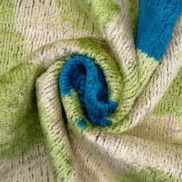 Vibrant 16x16 Handmade Ikat Silk Velvet Pillow With Premium Down Feather Insert By Canvello – Lively Green And Blue Hues