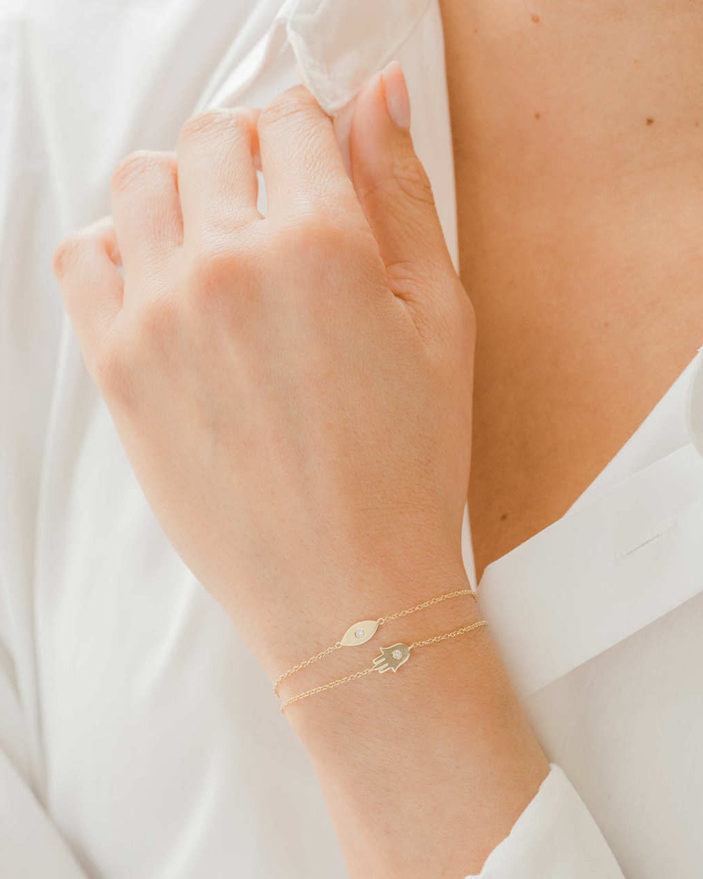 Zoe Lev 14k Gold Diamond Evil Eye Bracelet