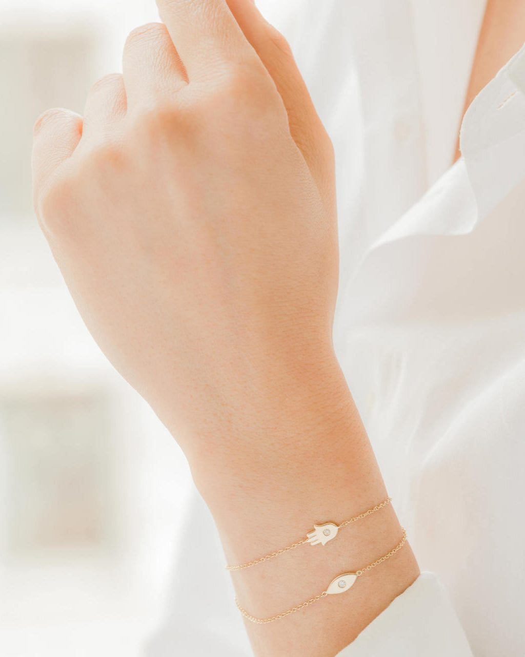 Zoe Lev 14k Gold Diamond Evil Eye Bracelet