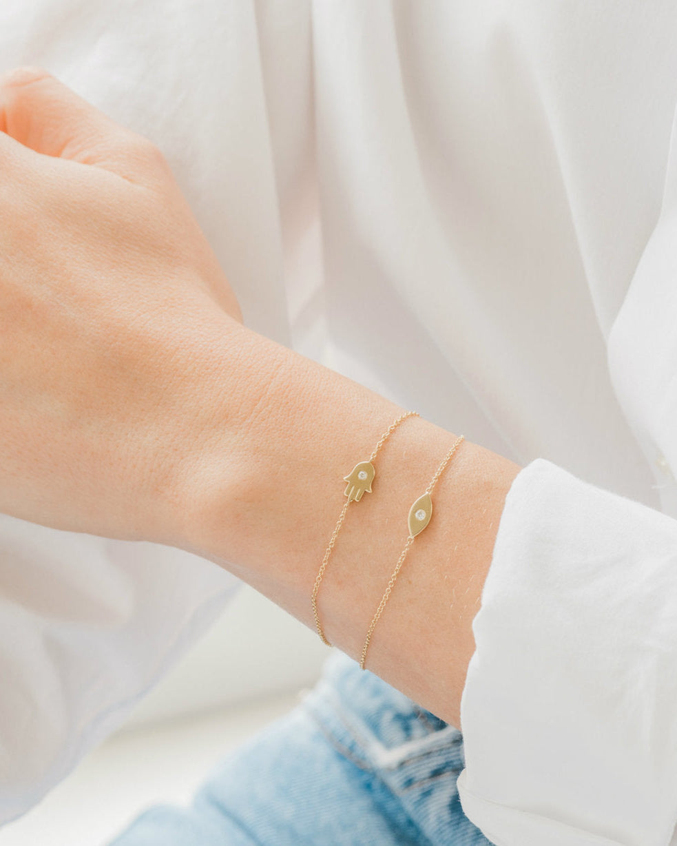 Zoe Lev 14k Gold Diamond Evil Eye Bracelet