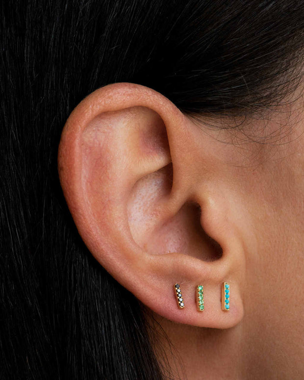 Zoe Lev Emerald Bar Stud Earrings