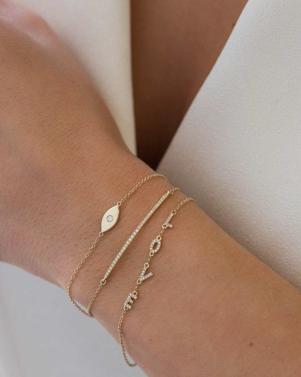 Zoe Lev 14k Gold Diamond Evil Eye Bracelet